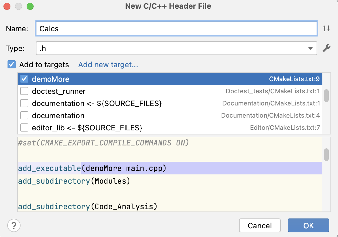 Adding a new header file Adding a new header file