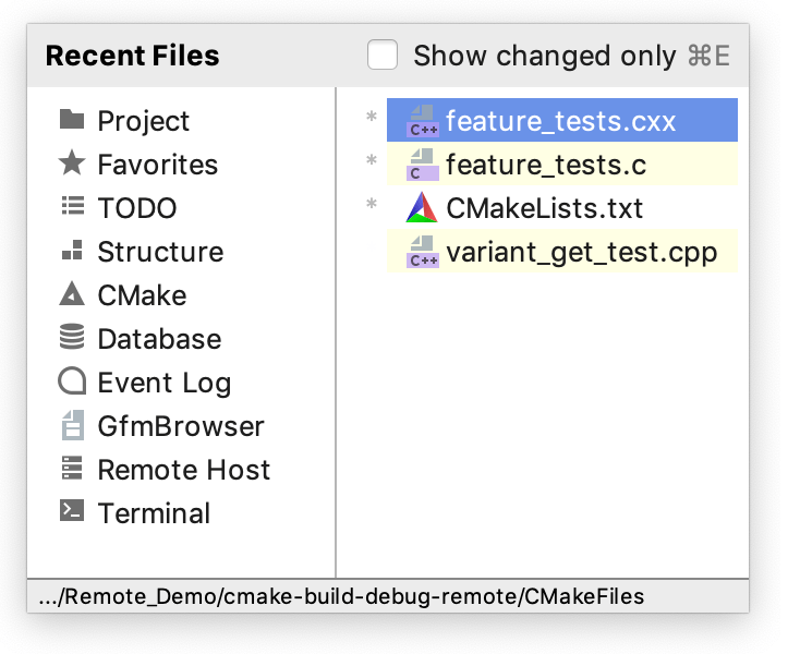 Recent files Recent files