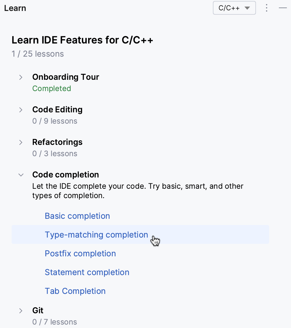 Lessons on the main IDE features Lessons on the main IDE features