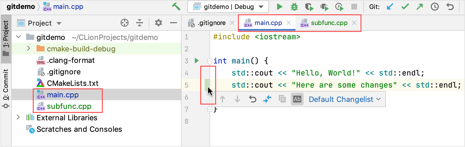 Changes in Editor and Project tool Window Changes in Editor and Project tool Window