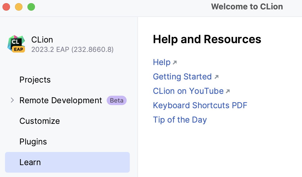 Learn CLion Learn CLion