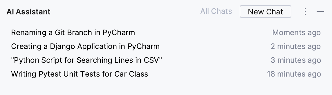 All Chats list All Chats list