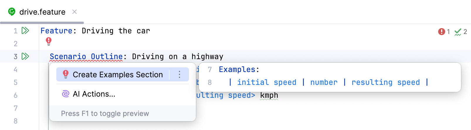 Using intention to create examples Using intention to create examples
