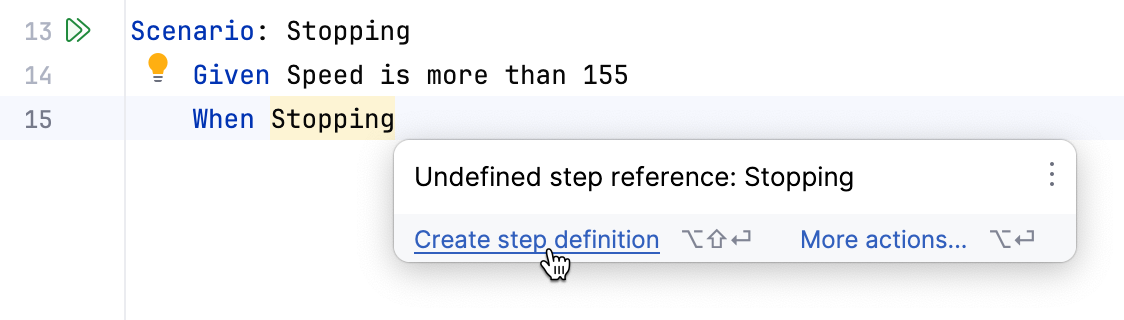 Undefiden step in .feature file Undefiden step in .feature file
