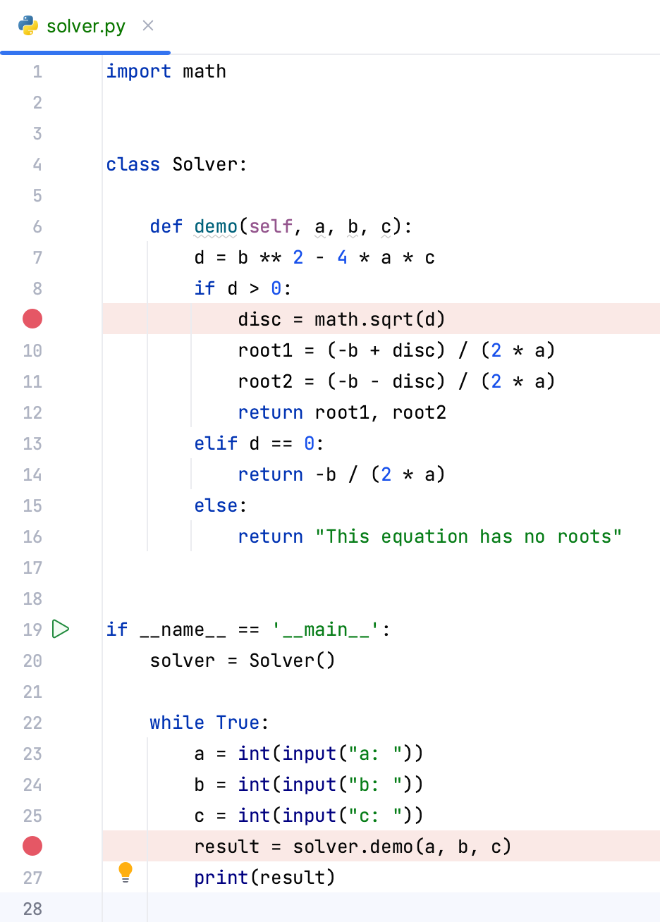 Adding a breakpoint Adding a breakpoint