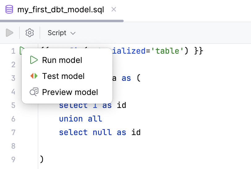 dbt Gutter icons dbt Gutter icons
