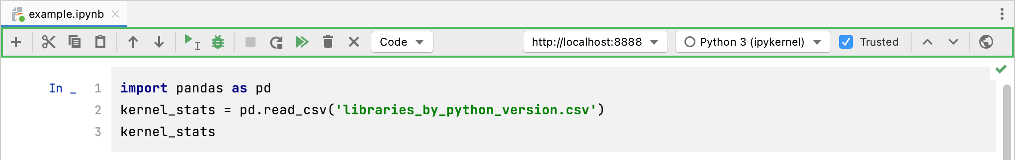 Jupyter toolbar Jupyter toolbar