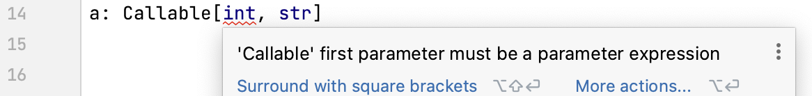 Incorrect Callable format Incorrect Callable format