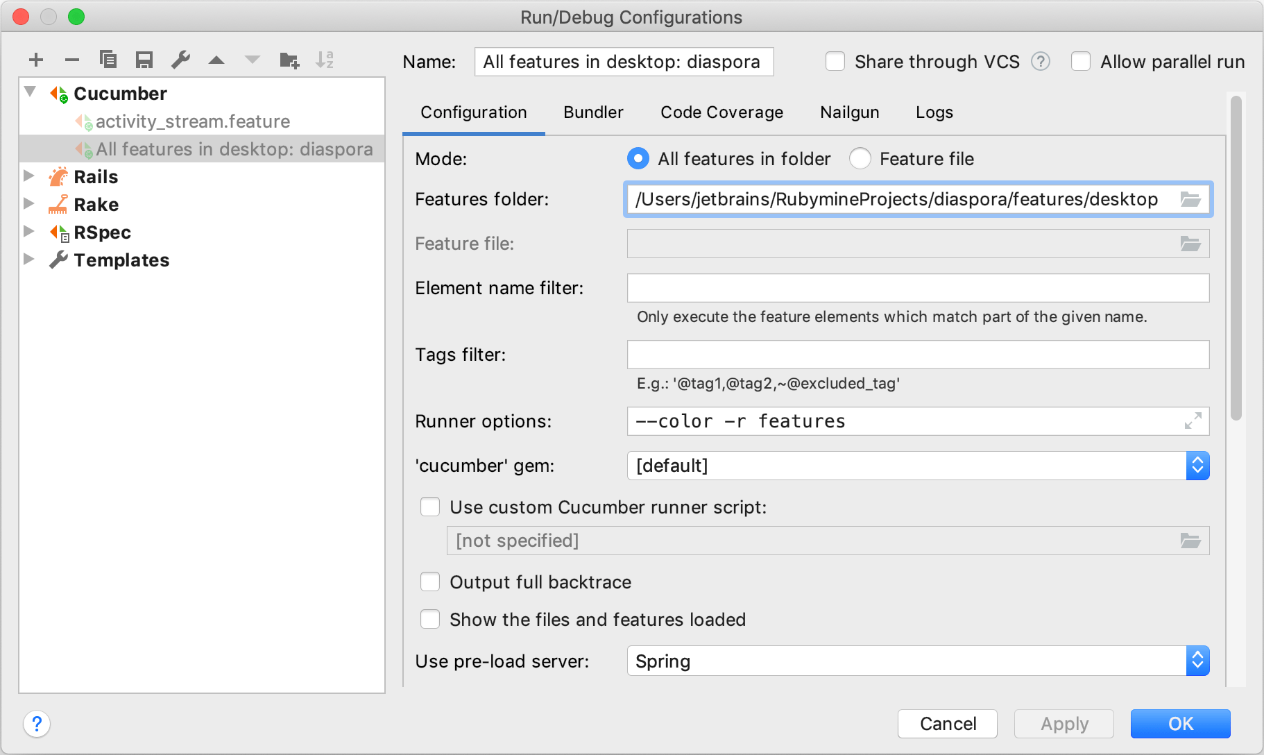 Cucumber | RubyMine Documentation