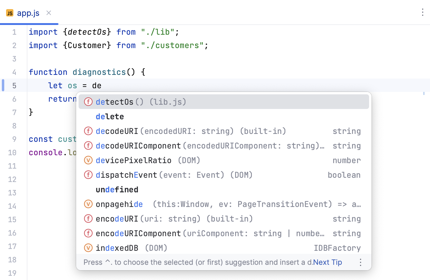 Code completion Code completion