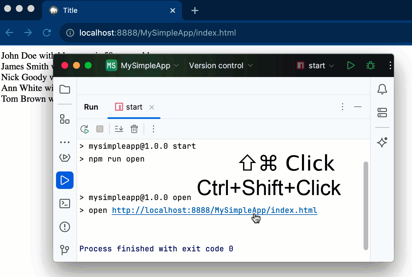 Starting a debugging session from the Run tool window