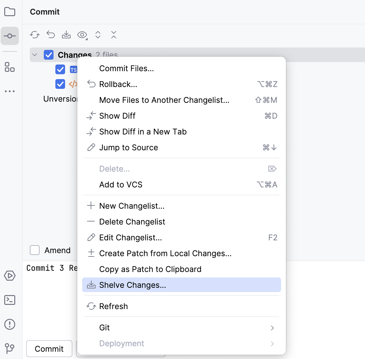 Shelve or stash changes Storm Documentation