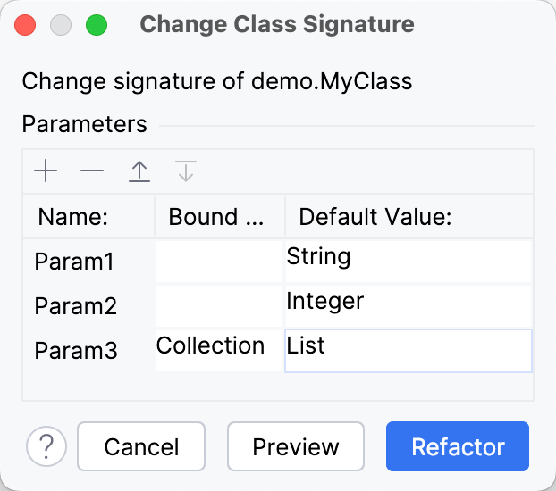 Change a class signature