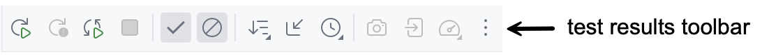 the test results toolbar