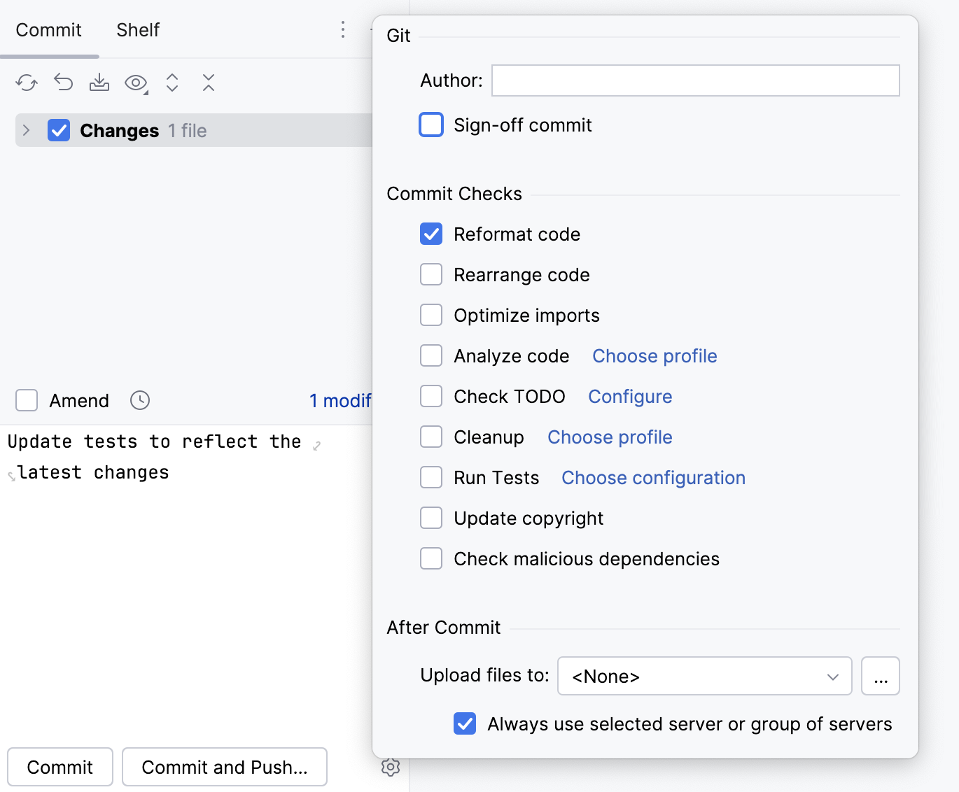 Reformatting code on commit