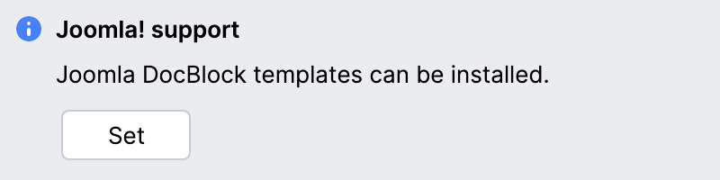 Joomla DocBlocks installation notification