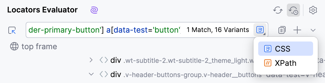Select the locator type Select the locator type