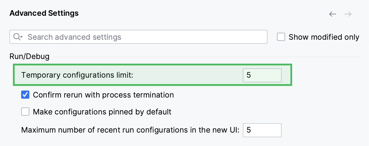 Temporary configurations limit