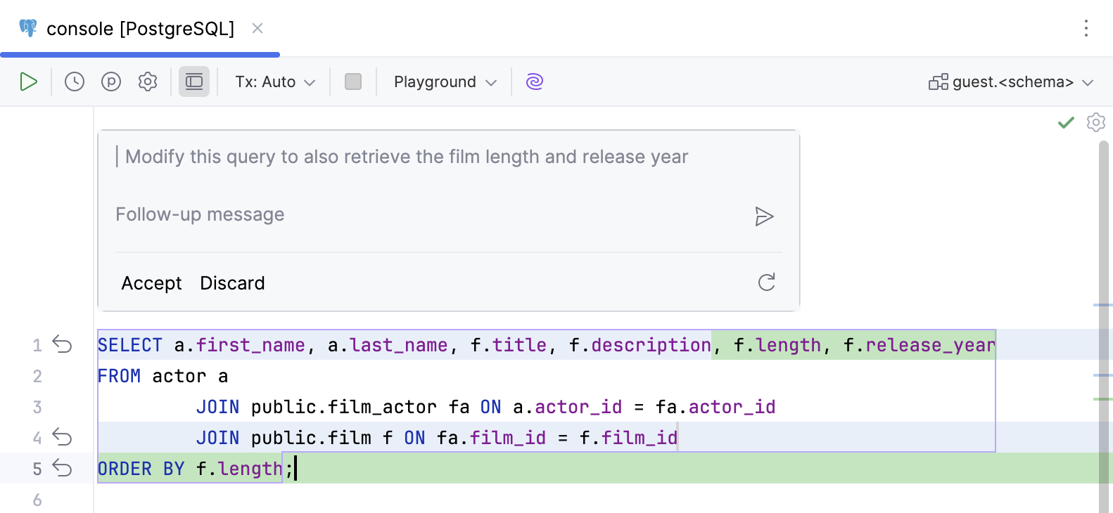 Text-to-SQL original and generated code diff Text-to-SQL original and generated code diff