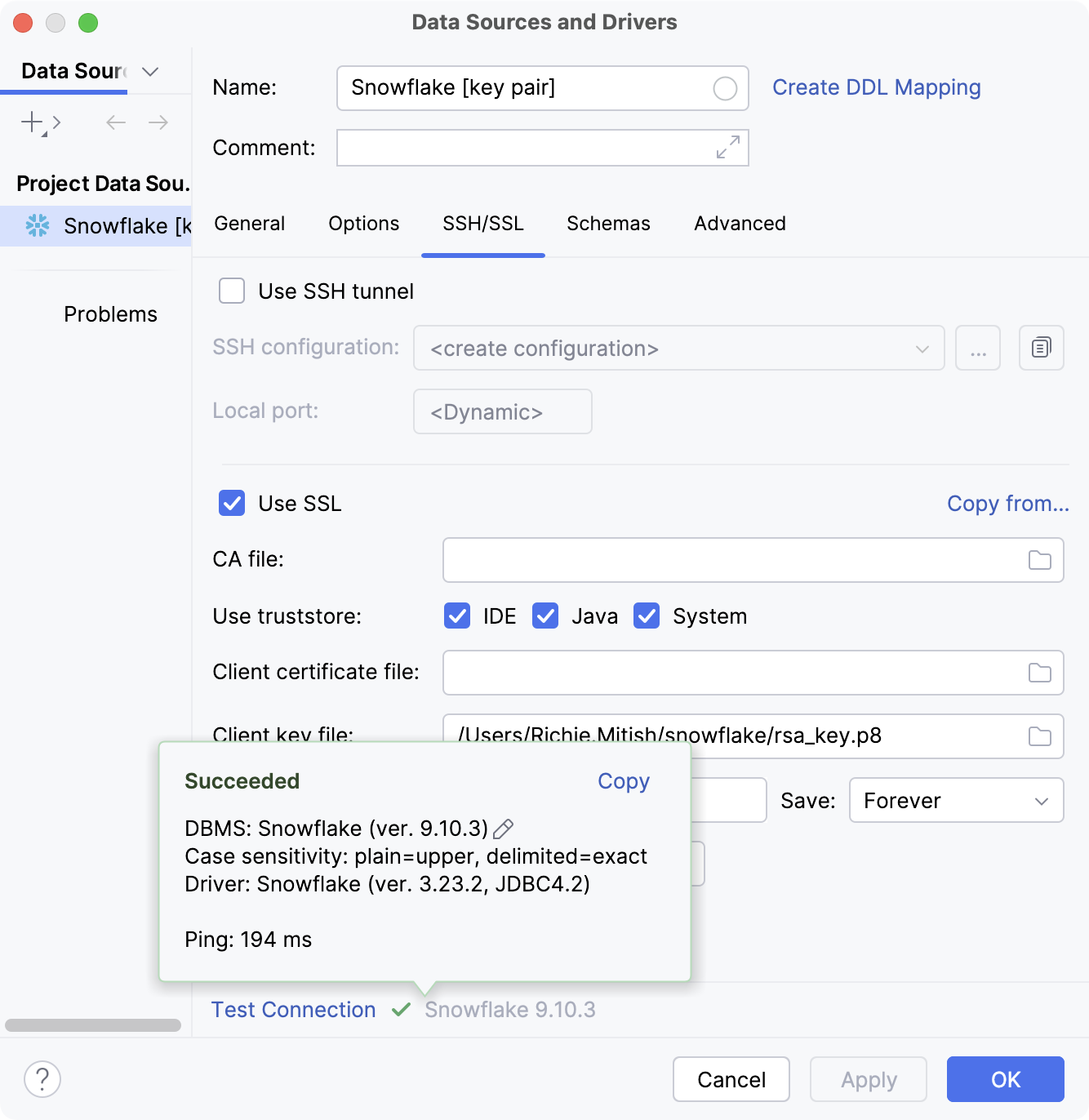 Database connection details Database connection details