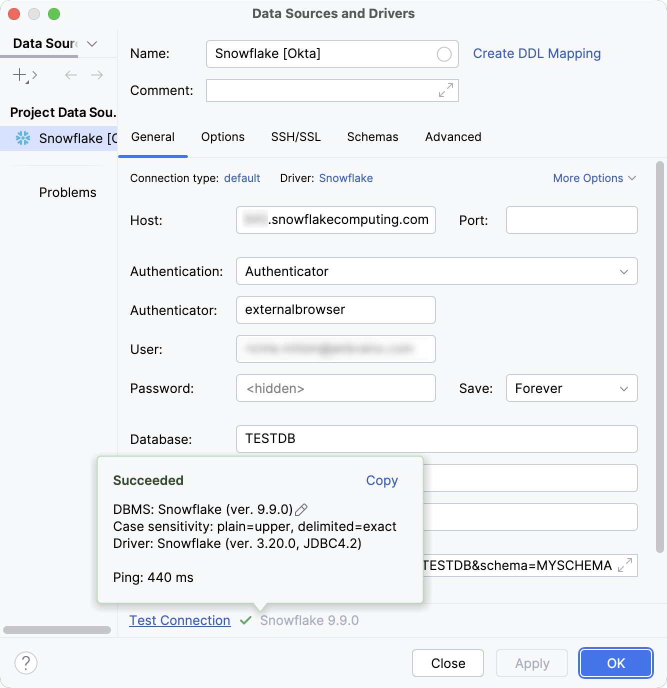 Database connection details Database connection details