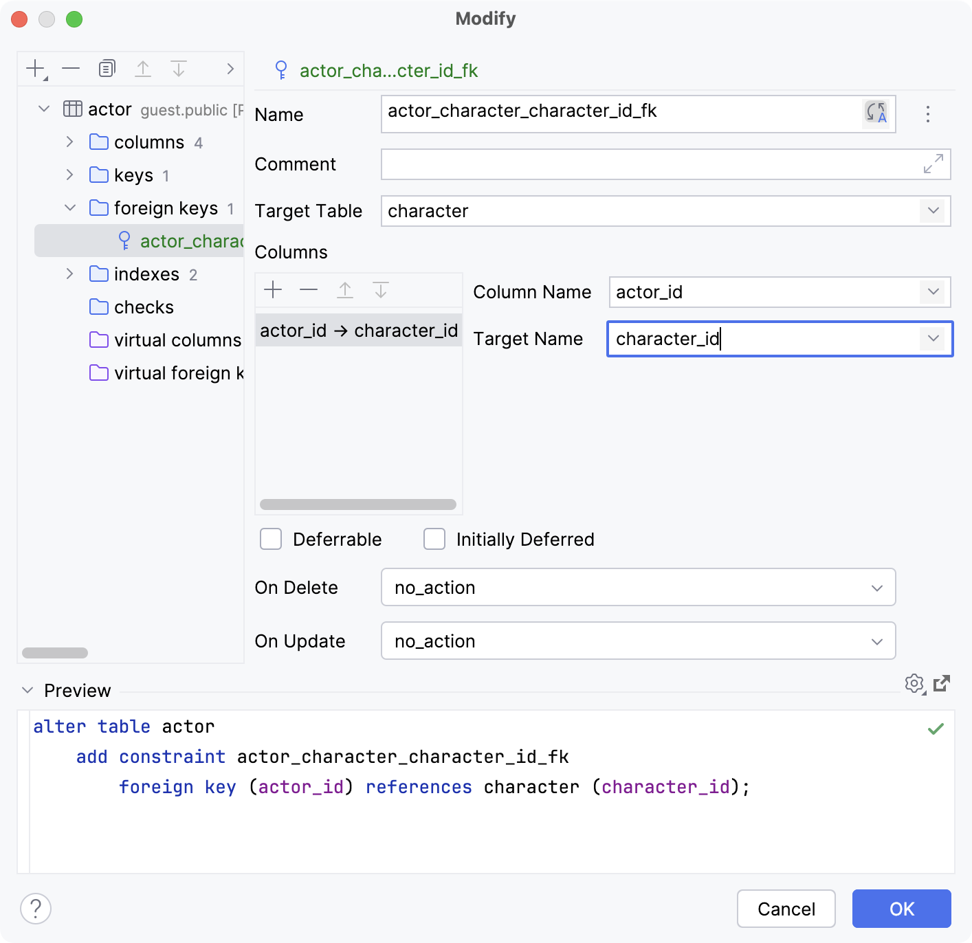 Create a foreign key