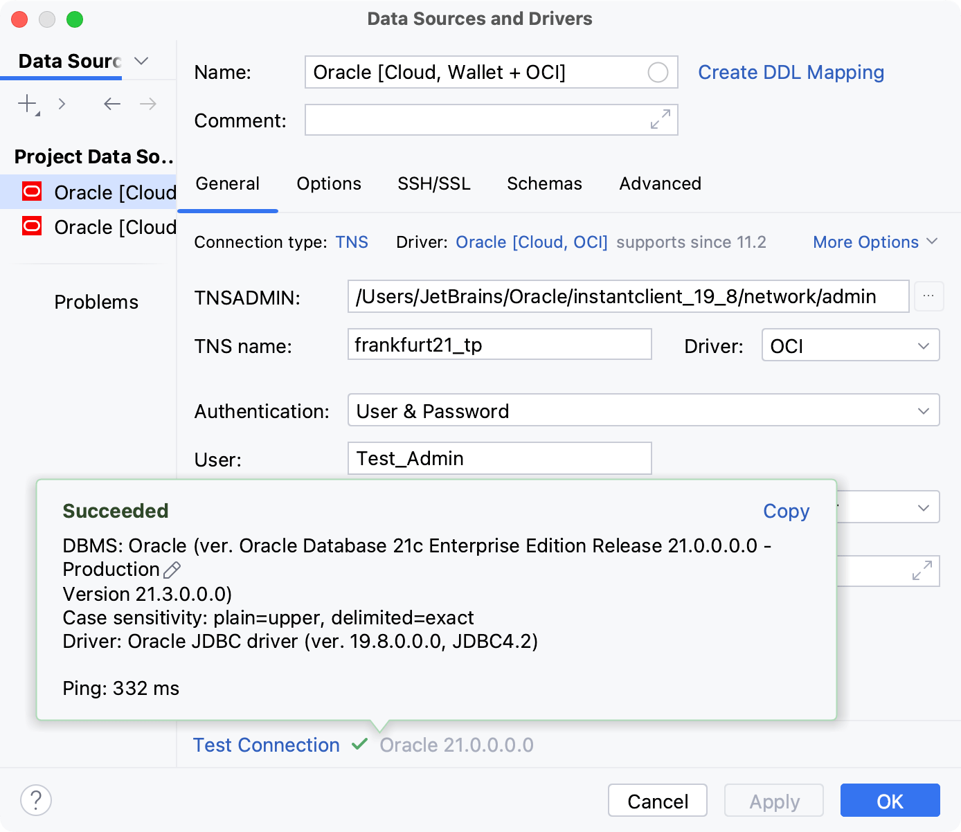 Create the Oracle Cloud data source