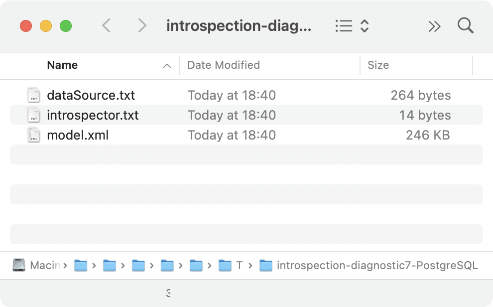 Introspection diagnostic files in the file browser window Introspection diagnostic files in the file browser window