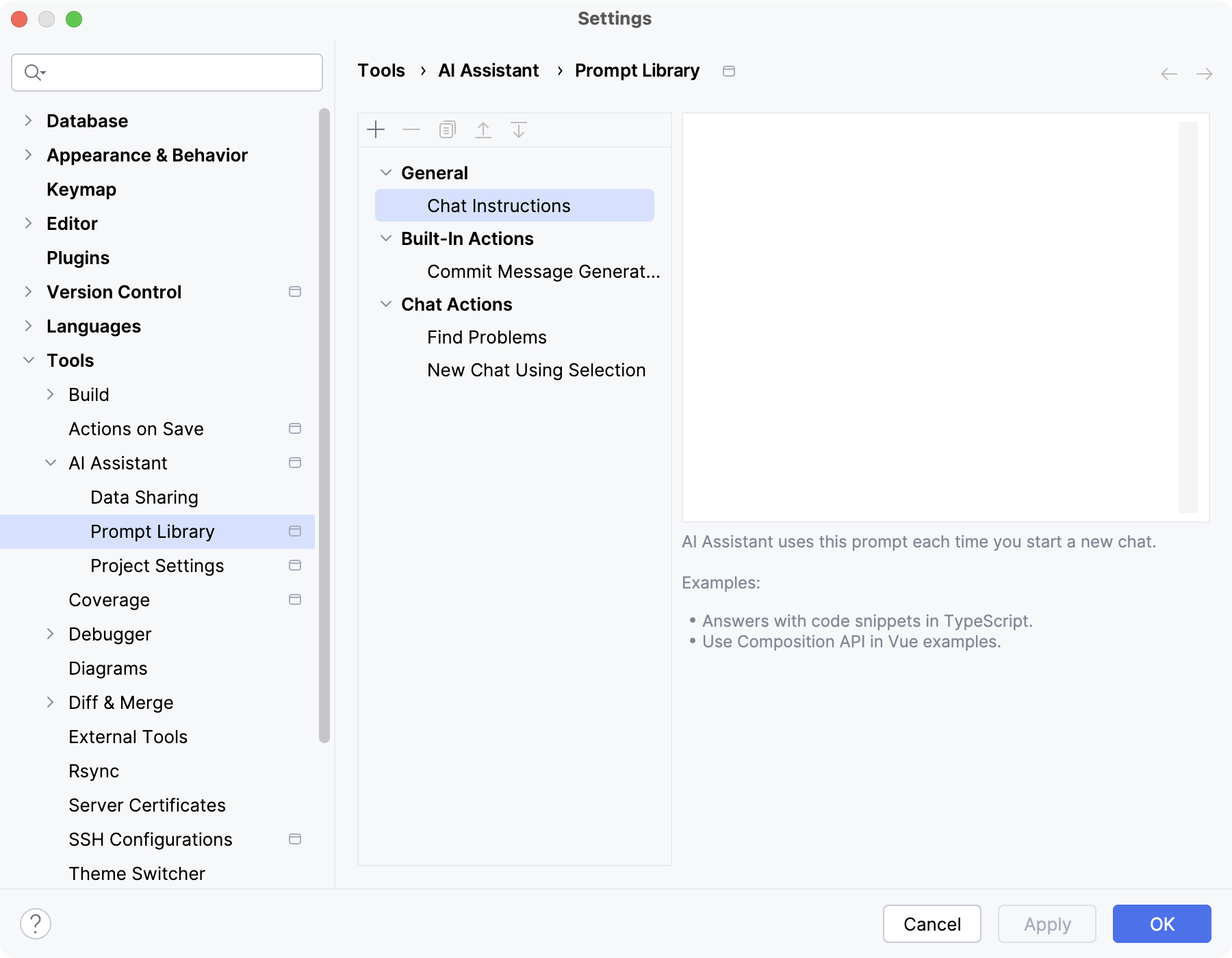 DataGrip: Select the action DataGrip: Select the action