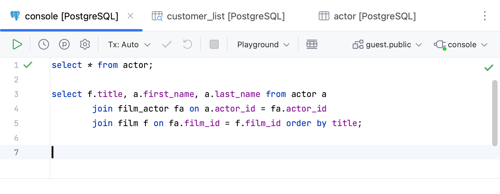 Query console Query console