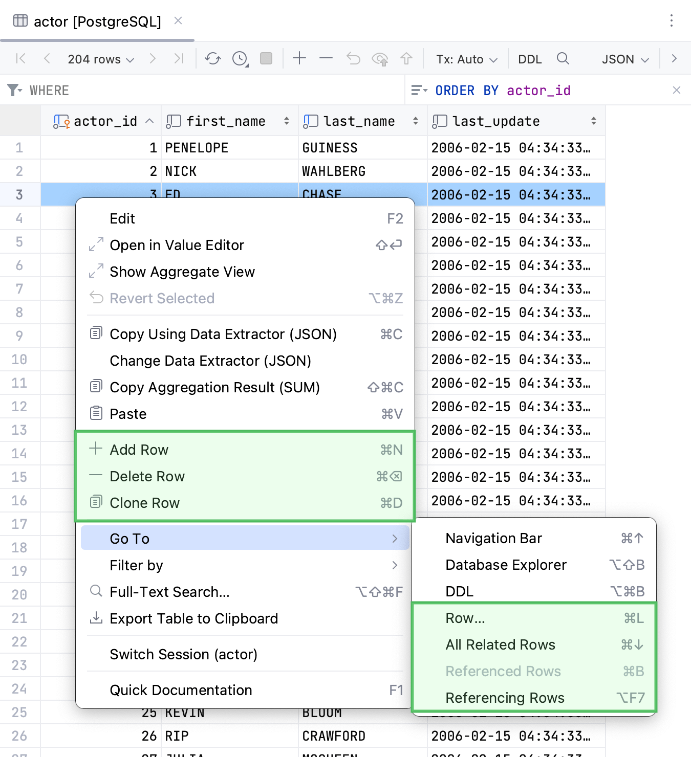 rows in the data editor rows in the data editor