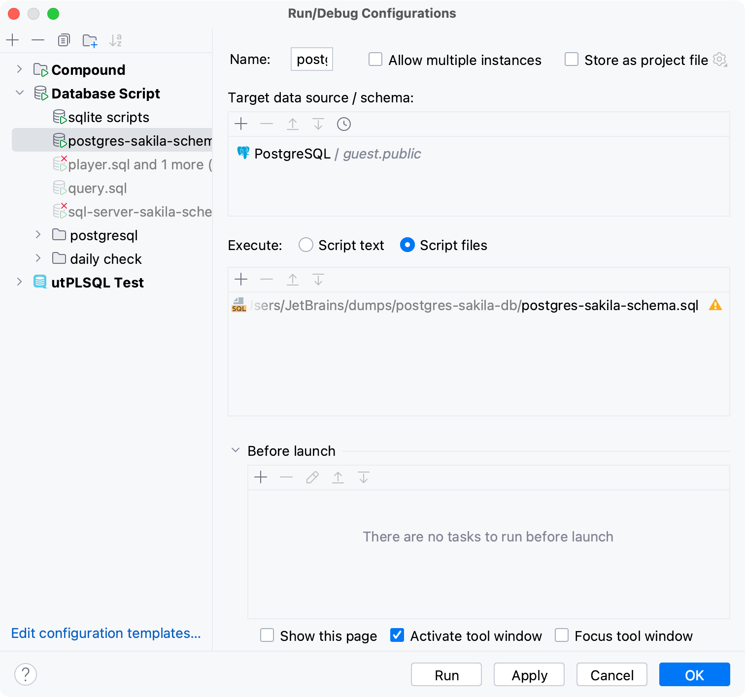 Run files by using run/debug configurations