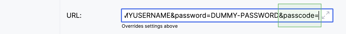 Prepared JDBC URL in URL field Prepared JDBC URL in URL field