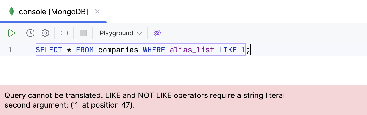 LIKE and NOT LIKE require a string literal LIKE and NOT LIKE require a string literal