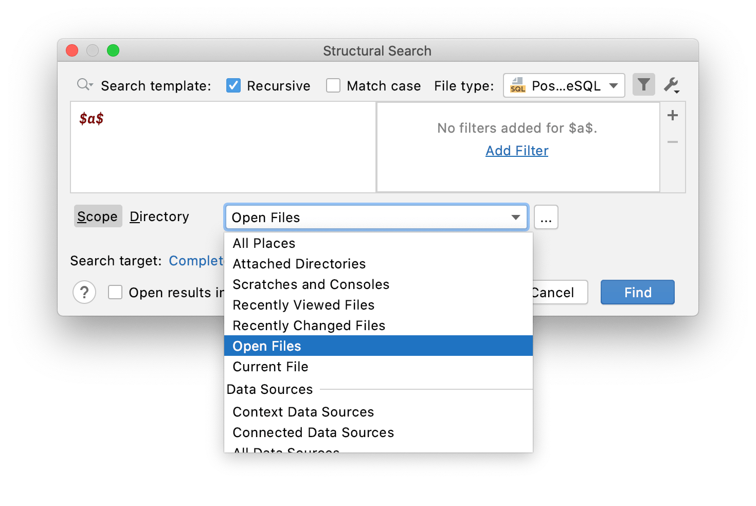 Scopes in structural search