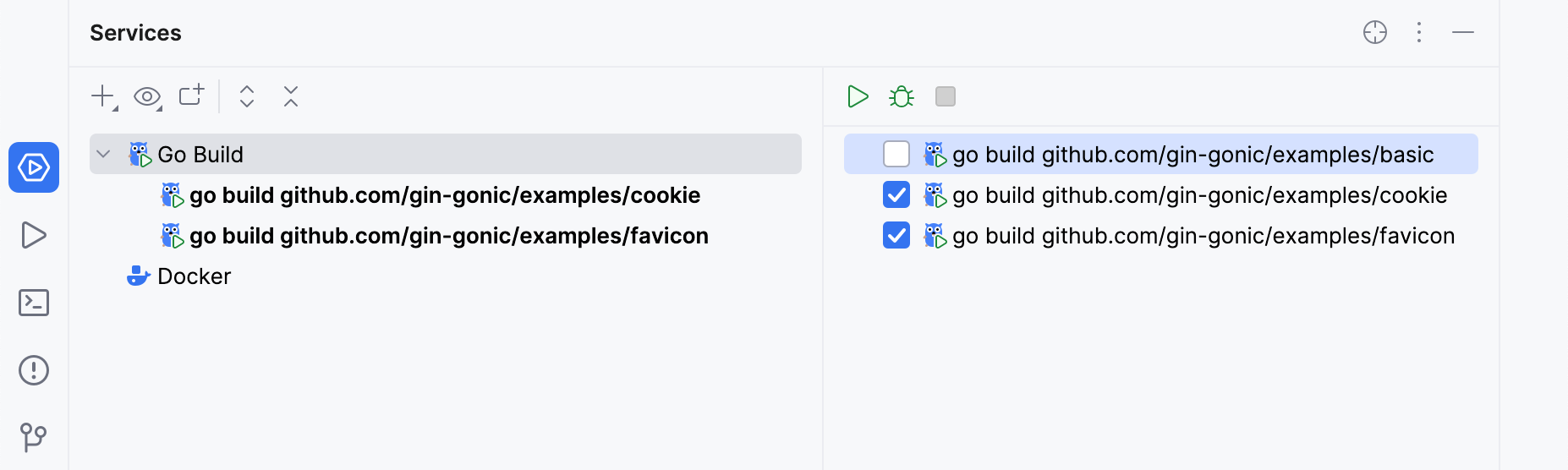 display of multiple run configurations