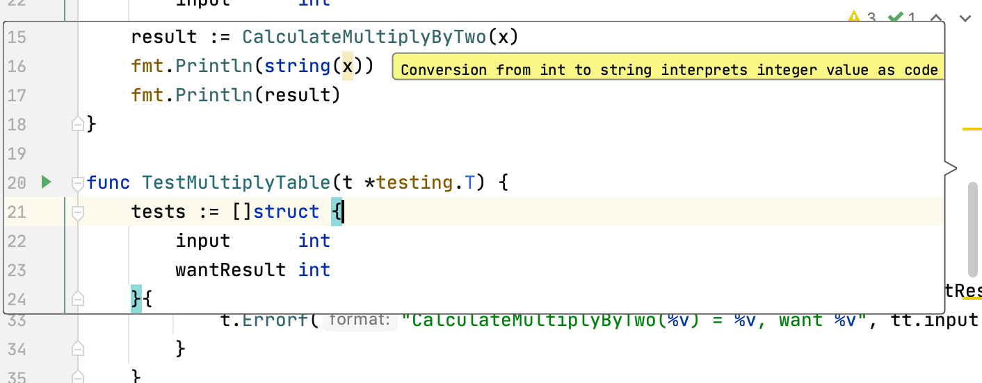 Results of instant analysis