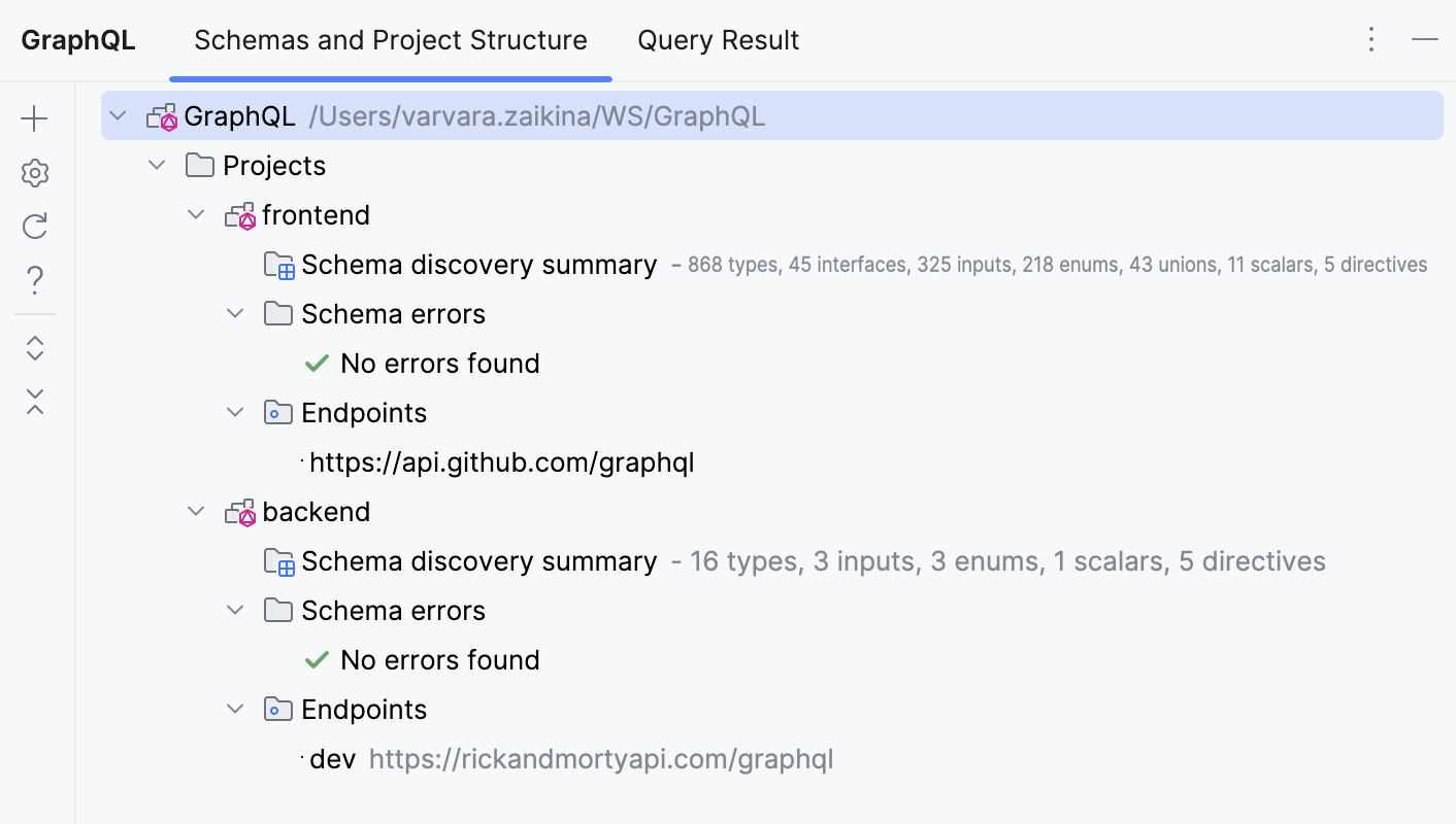 GraphQL tool window