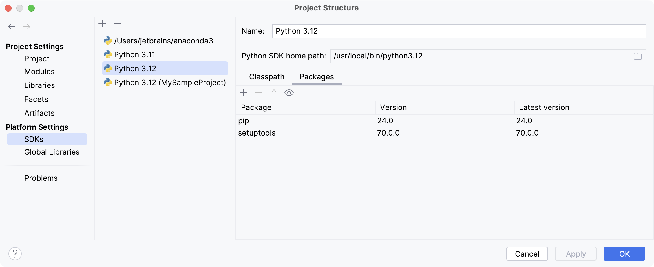 Show available Python SDKs