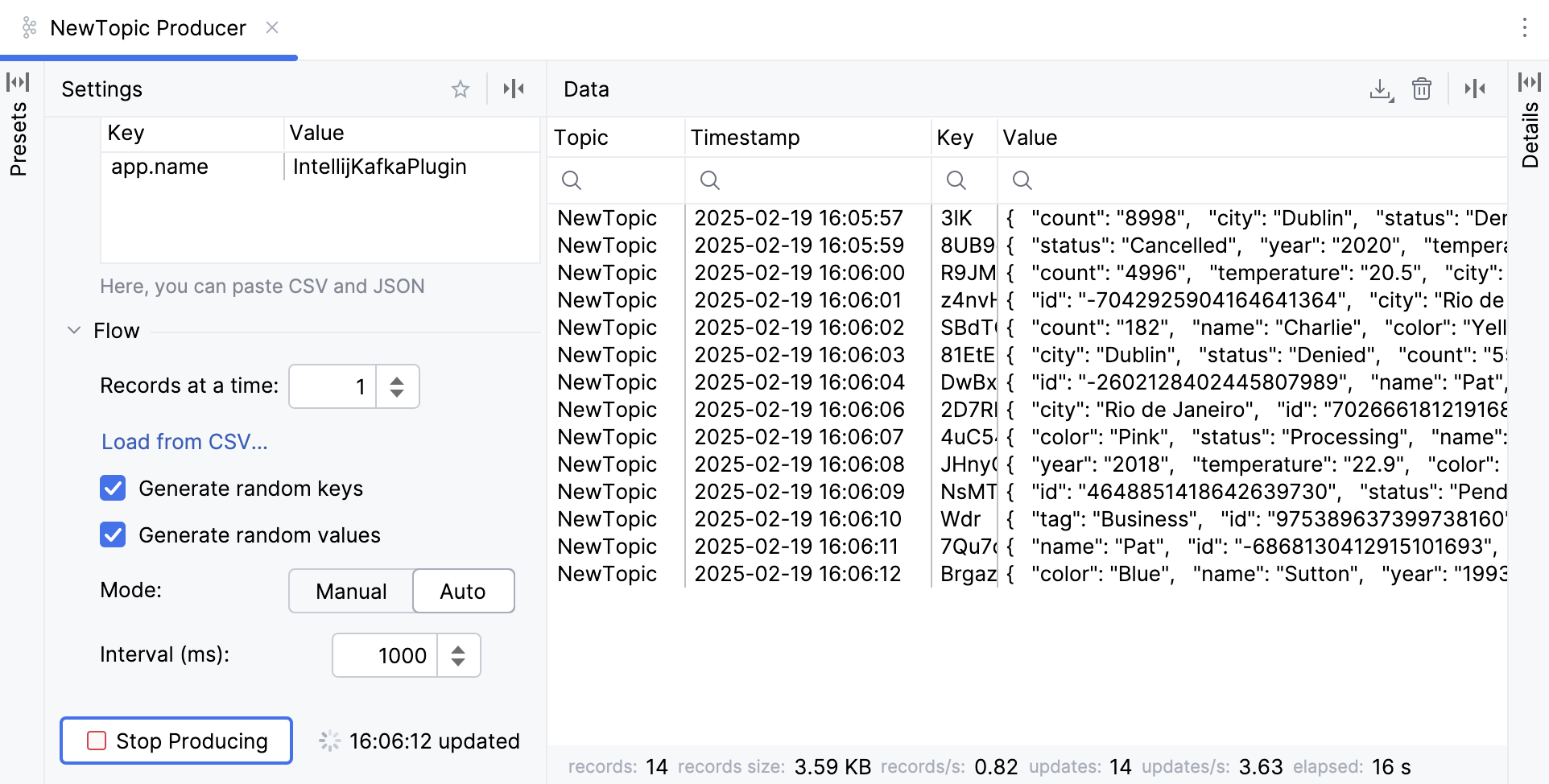 Produce messages in Kafka