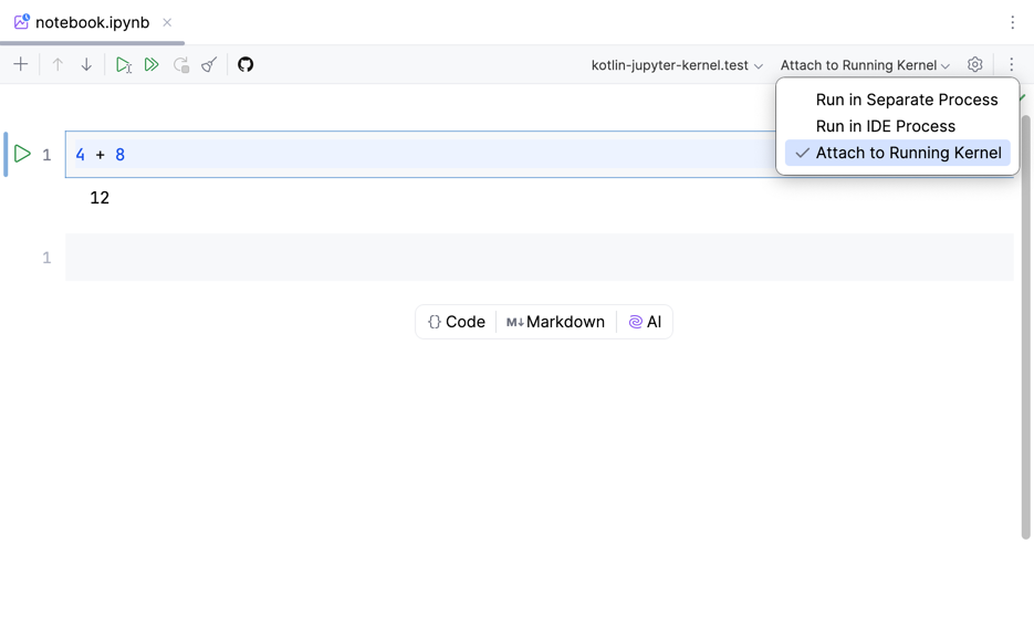Switching notebook to attached mode
