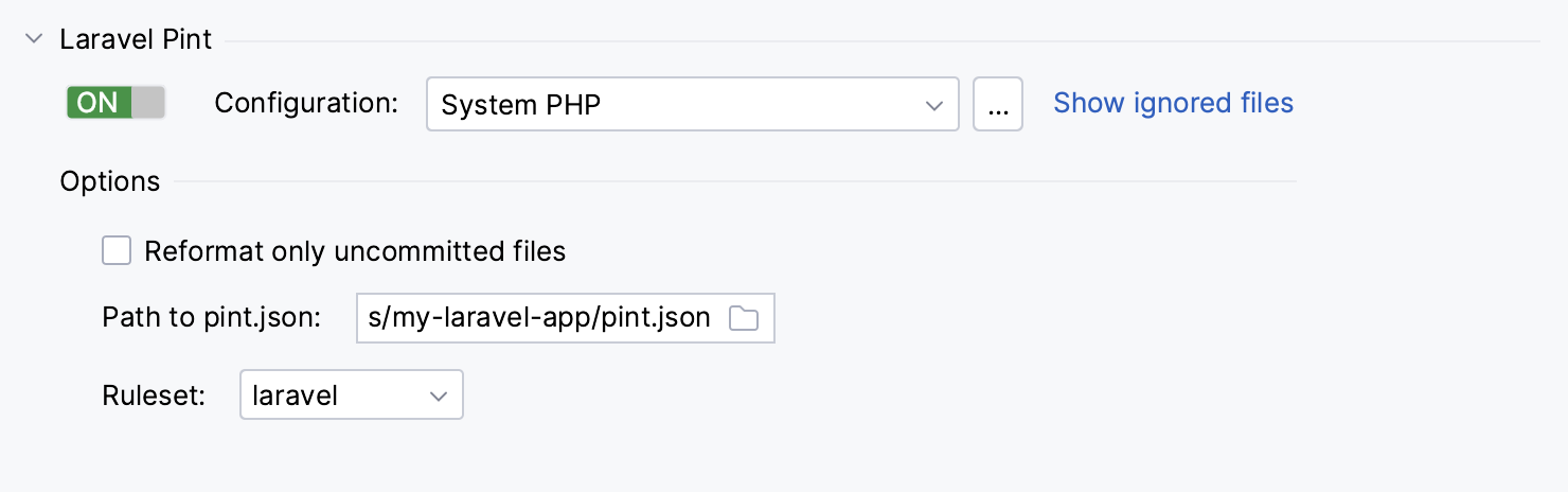 Laravel Pint settings