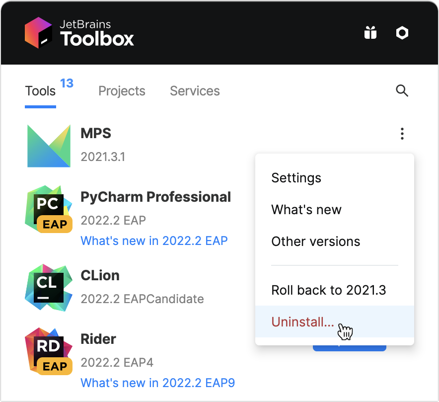 Uninstall MPS using the Toolbox App Uninstall MPS using the Toolbox App