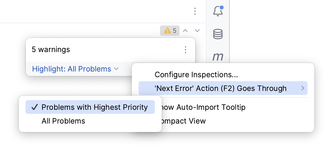 Configuring navigation between highlighted lines