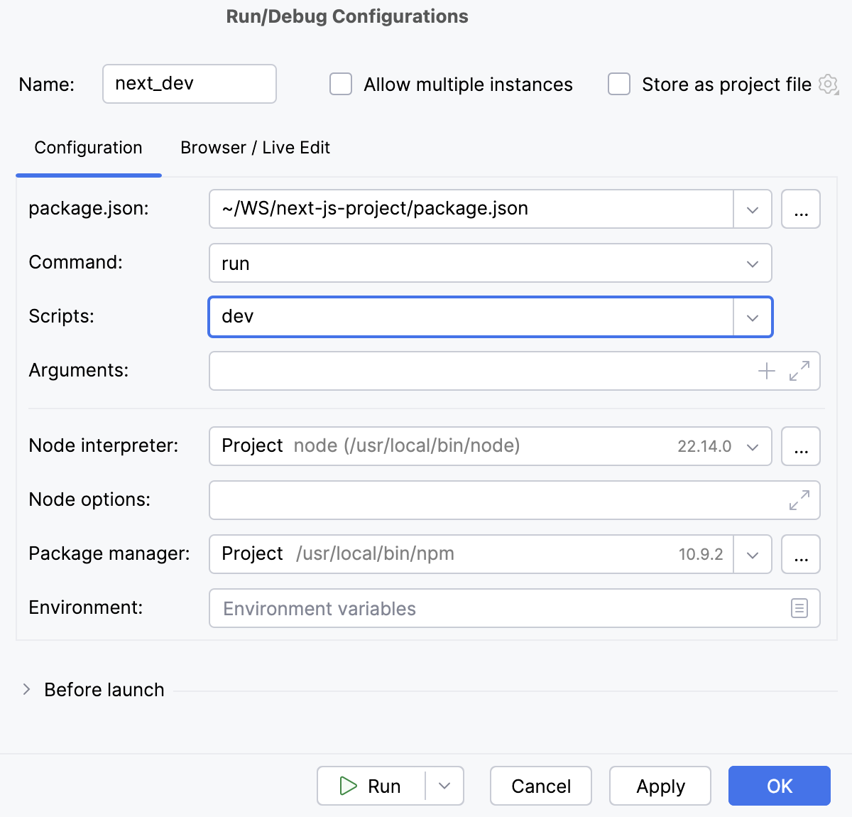 npm run/debug configuration npm run/debug configuration