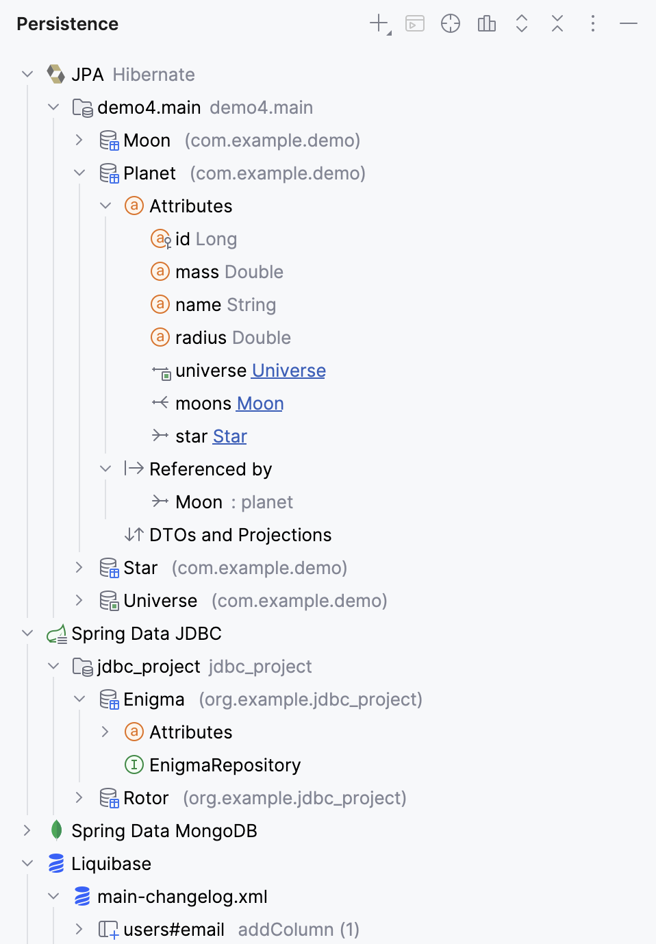 The Persistence tool window