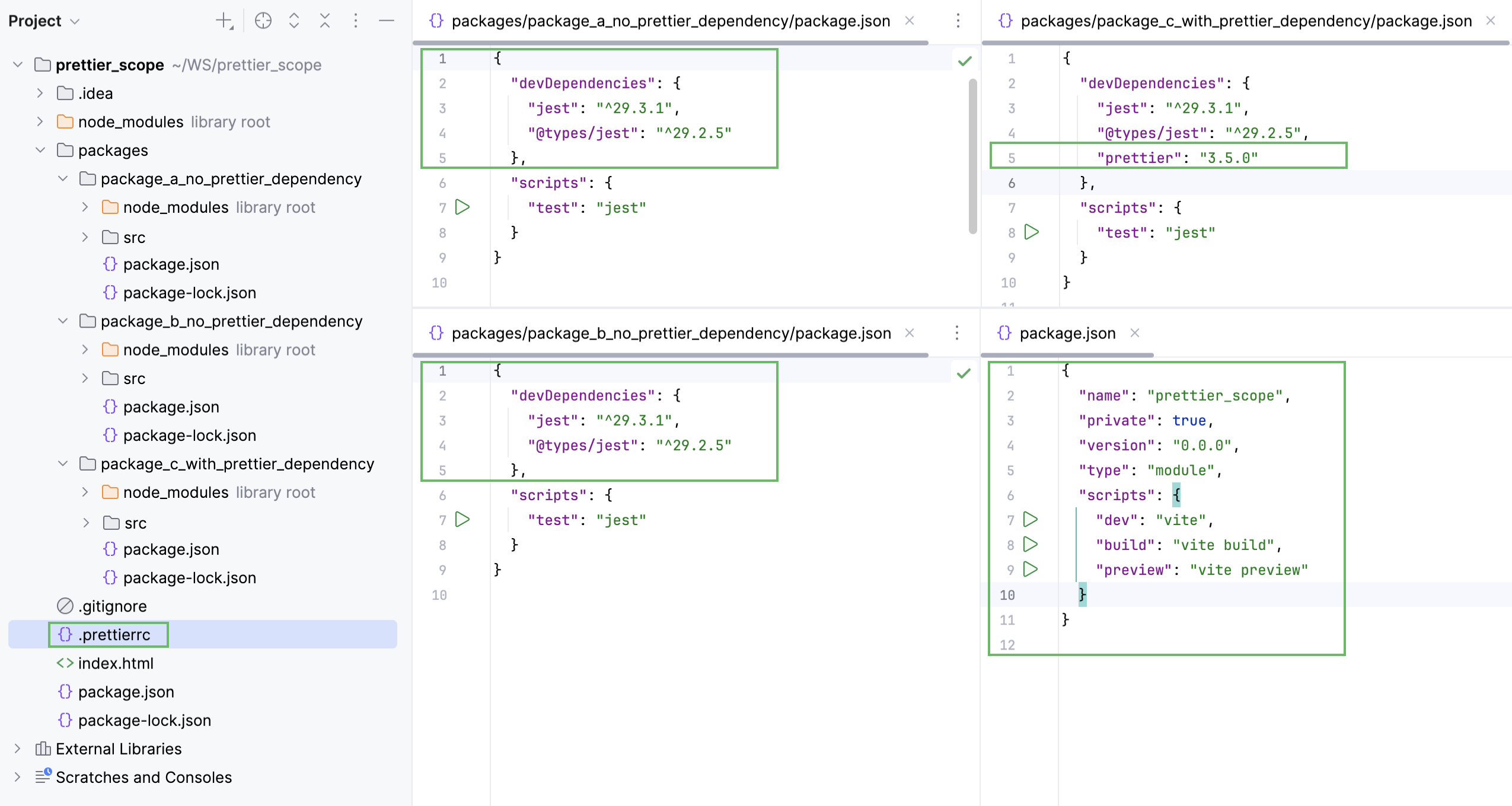 Project structure: Prettier is applied to files within the scope of Prettier dependency Project structure: Prettier is applied to files within the scope of Prettier dependency