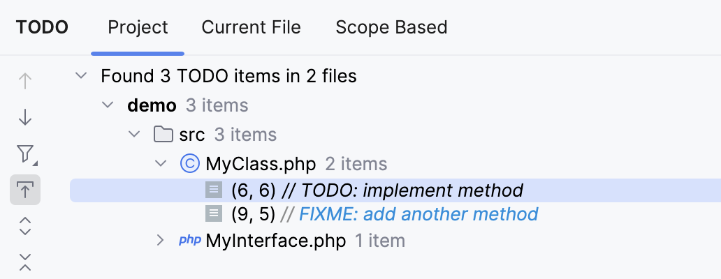 The TODO tool window