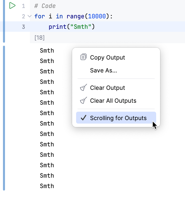 Cell output scrolling enabled