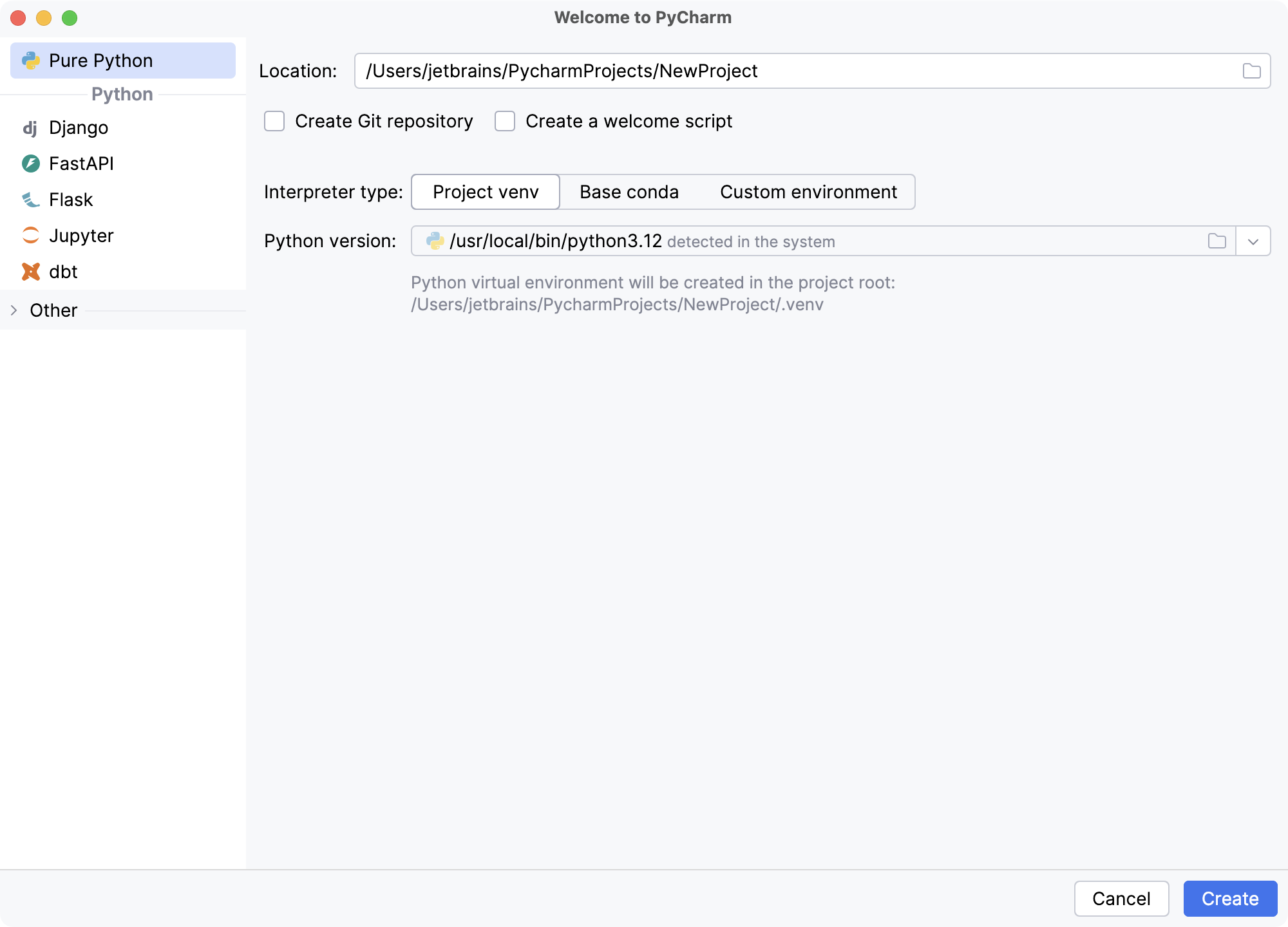 Creating a Python project